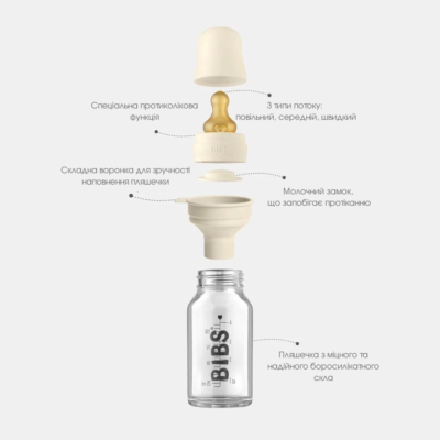 Дитяча пляшечка BIBS Baby Bottle Round Latex 150 мл Slow Flow (повільнийй потік) | Зображення 6