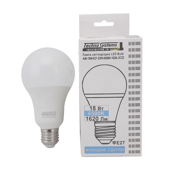 Лампа светодиодная LED Bulb-A80-18W-E27-220V-6500K-1620L GOLDEN Ny95000257 | Зображення 6