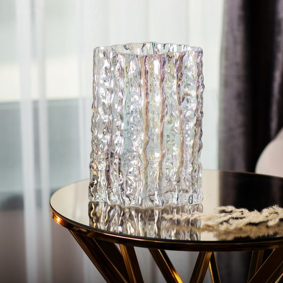 Декоративна прямокутна скляна ваза для квітів 20 см | Зображення 3