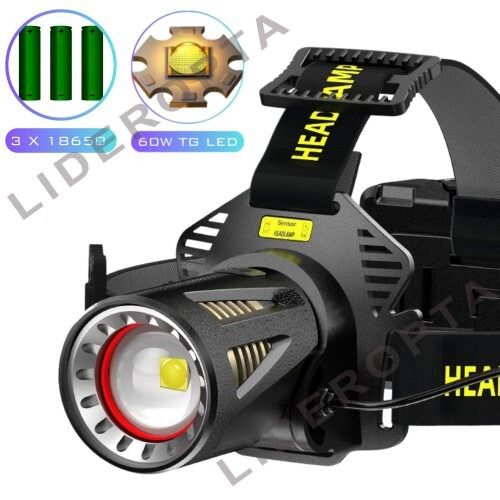 Налобний ліхтар H610 WHITE LASER LED PM50-TG з руховим датчиком, 3x18650, Power Bank, ЗУ Type-C (47130-H610_628) | Зображення 1