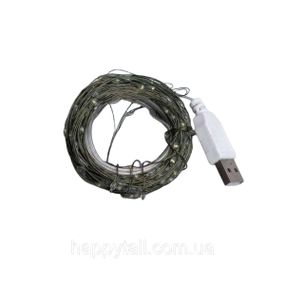 Гірлянда роса 10 метрів USB на 100 led світлодіодів крапля на зеленому дроті USB100L10MGY