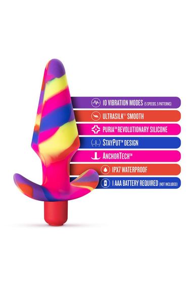 Анальная пробка разноцветная с вибрацией AVANT FREE SPIRIT SCARLET sexstyle | Зображення 5