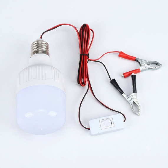 Светодиодная лампа DC12V с зажимами для аккумуляторов резервное освещение 12 В Белый