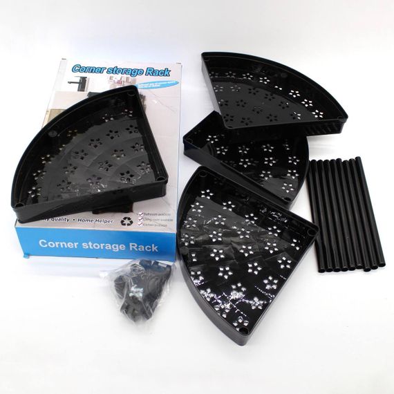 Кутовий стелаж для ванної кімнати на 4 яруси, (85х28х22см), Чорний / Полиця для ванної на коліщатках | Зображення 8