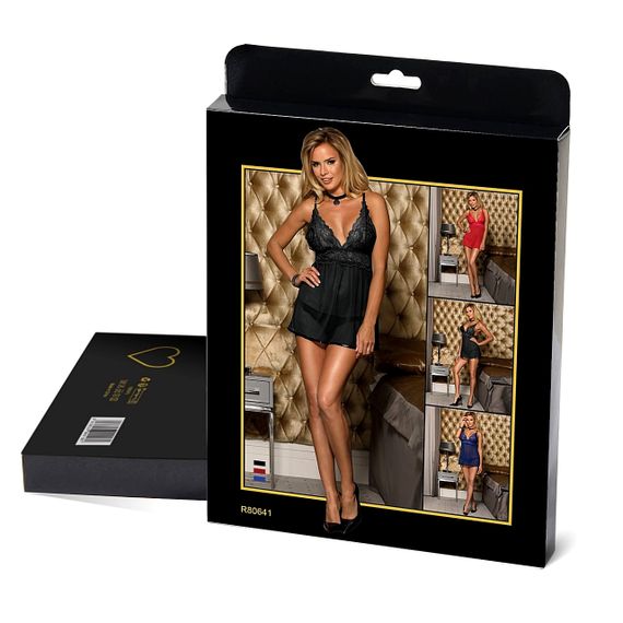 Пеньюар з трусиками Star Night мереживний, чорний, M-L sexstyle | Зображення 4