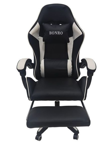 Крісло геймерське Bonro Бонро B-945 біле з підставкою для ніг (42401106) | Зображення 3