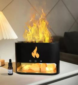 Соляна лампа з ультразвуковим зволожувачем повітря 3-в-1 Doctor-101 Flame. Сольовий світильник нічник з димом, 4 кольори