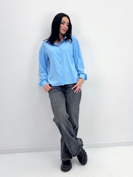 Женская легкая блуза с подворачиваевым рукавом GF4213 цвет голубой, размер 50/52 | Зображення 1