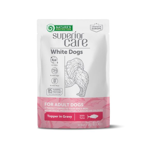 Вологий корм для собак з білою шерстю Nature's Protection Super Care White Dogs Adult All Breeds With Tuna, 70 гр