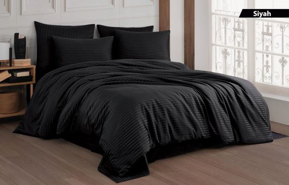 Постільна білизна Cotton Shine Stripe Satin 200х220 Siyah