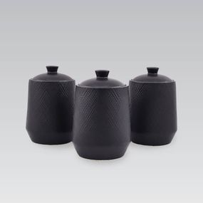 Набор керамических емкостей Maestro MR-20001-03CS Black для чая, кофе, сахара, 3 шт