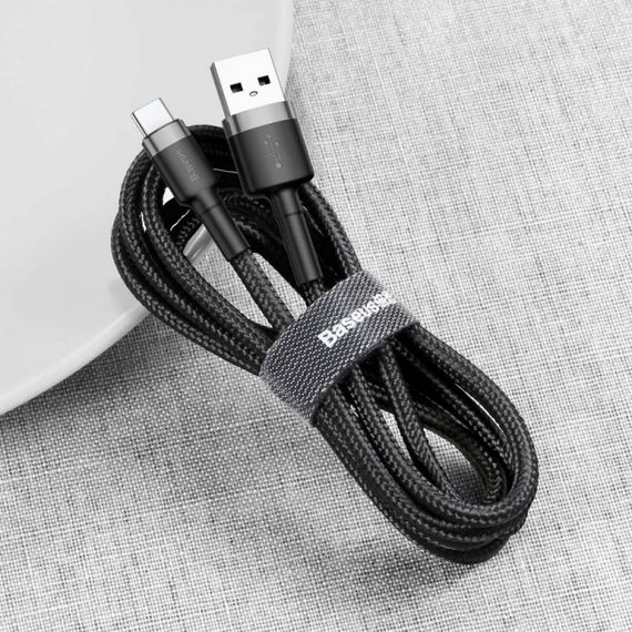 Дата кабель Baseus Cafule Type-C Cable 2A (3m) (CATKLF-U) Черный / Серый | Зображення 3