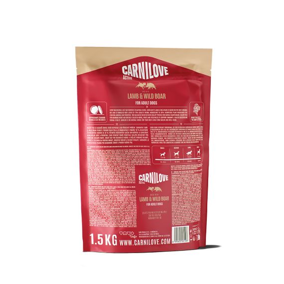 Сухий корм для собак з ягнятком та кабаном Carnilove Active Lamb & Wild Boar, 1.5 кг | Зображення 1