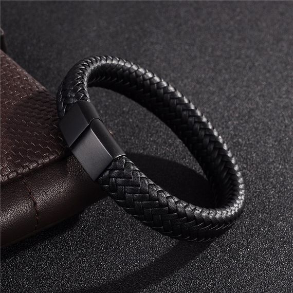 Чоловічий шкіряний браслет Primo Rock Lux 22 - Black | Зображення 3