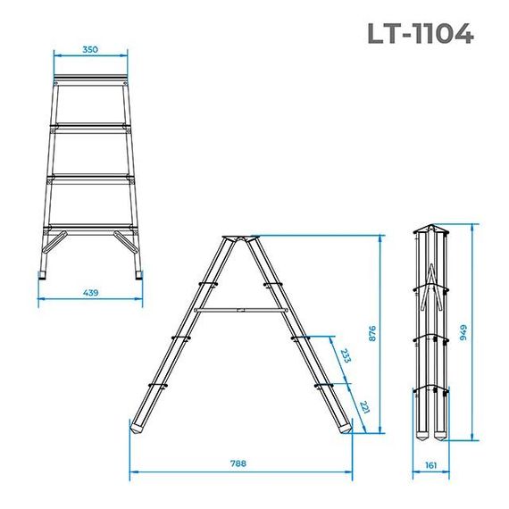 Стремянка двухсторонняя Intertool - 880 мм x 4 ступени (LT-1104) | Зображення 6
