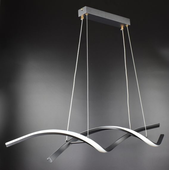 Люстра світлодіодна підвісна LED світильник для квартири на стелю лед 27011 Чорний 25-100х14х120 см. | Зображення 3