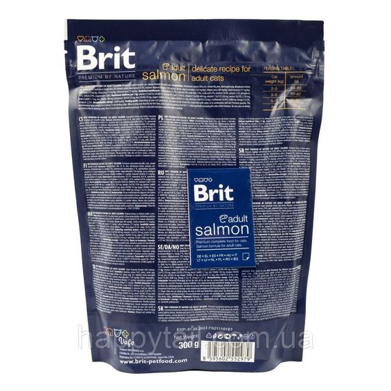 Корм сухой Brit Premium Cat by Nature Adult Salmon для взрослых котов с лососем 300 г | Зображення 2