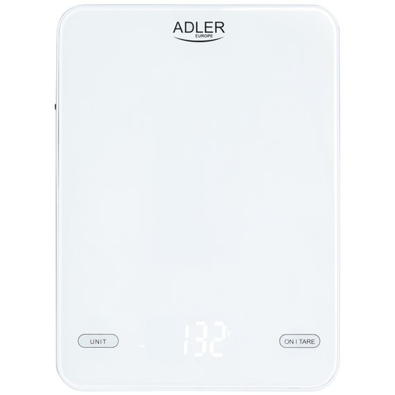 Ваги кухонні Adler AD 3177 white електронні/ 10кг/ г; мл, унція/ USB type C/ автовимкнення/ скло | Зображення 5