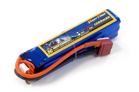 Акумулятор для страйкбола Giant Power (Dinogy) Li-Pol 1300 мАг 11.1 В 96x20x24 мм T-Plug 25C
