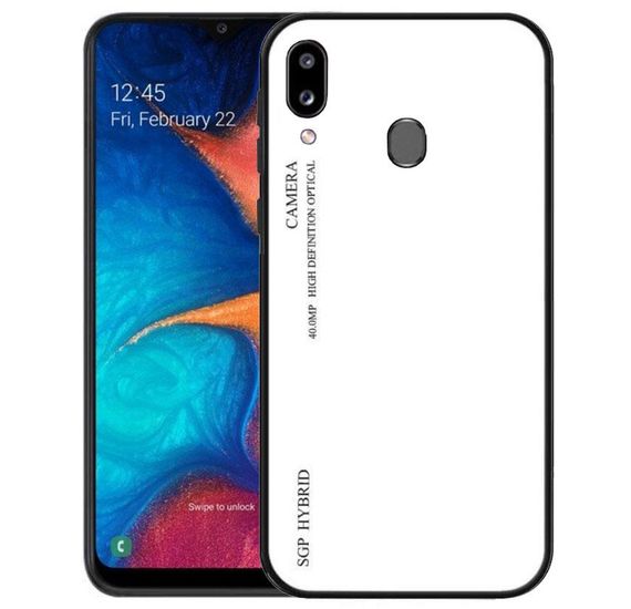 Чехол-бампер Primolux Gradient Glass для Samsung Galaxy A20 2019 (SM-A205) / A30 2019 (SM-A305) - White