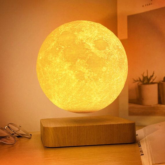 Магнітна левітаційна лампа HCNT Levitating Lamp Moon Light Wood Grain | Зображення 2