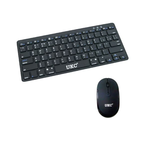Клавиатура беспроводная с мышкой UKC WI 1214 black оптическая мышь суперплоская клавиатура черный (WI 1214_601)