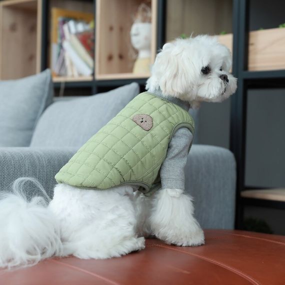 Жилетка для собак Cheepet Minni Doggy прошитая полосами, на кнопках, зеленая | Зображення 2