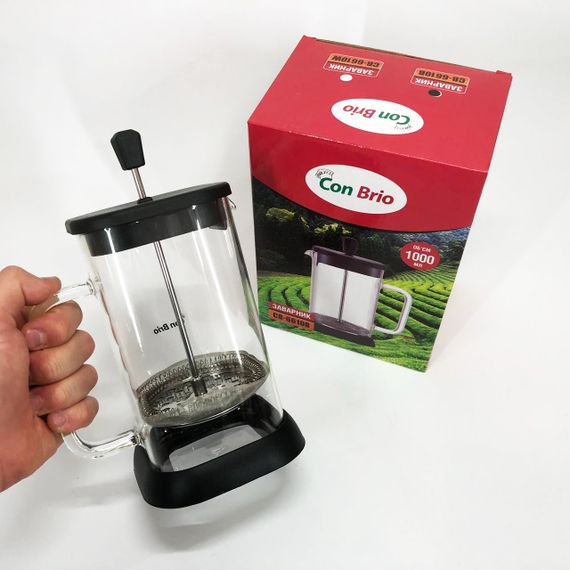 Френч-пресс Con Brio CB-6610В 1000 мл, Заварник для трав, Заварник стеклянный с прессом китайский | Зображення 2