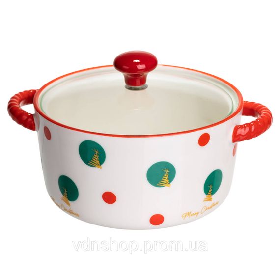 Супниця порцелянова Christmas Tree новорічна  800 (мл) з кришкою Yiwu FM-CS-9D | Зображення 1