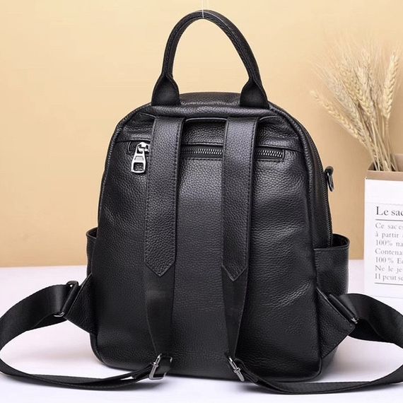 Жіночий шкіряний рюкзак міський. Модний рюкзак жіночий. Рюкзак з натуральної шкіри чорний 27735 | Зображення 6