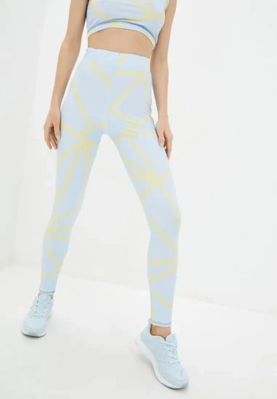 Спортивные леггинсы 4Profi с принтом "Геометрия" голубой/желтый размер XS бифлекс 18590