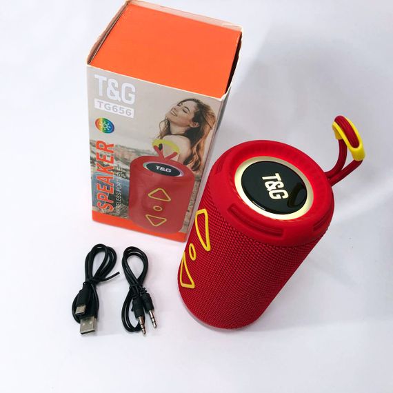 Bluetooth колонка портативная TG656 FM-радио, аккумуляторная колонка для музыки. Цвет: красный | Зображення 5