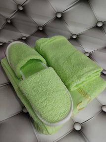 Набор в сауну женский (полотенце-юбка, чалма, тапочки) Merzuka Fistik Махра