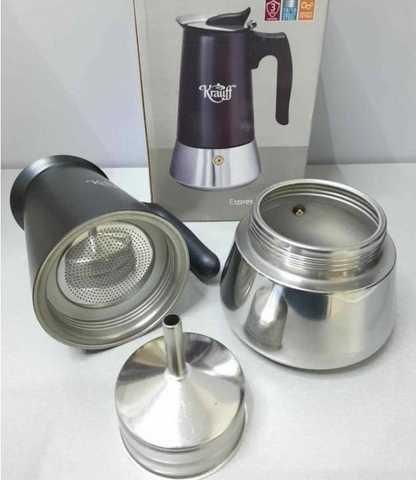 Кофеварка гейзерная из нержавеющей стали Krauff Spritzer 26-203-072, 450 мл (на 9 чашек), для дома и офиса | Зображення 3
