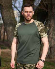 Футболка тактична чоловіча  колір хакі/піксель р.48 408297