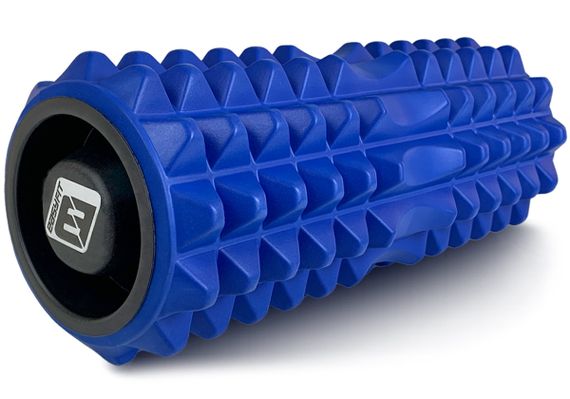 Масажний ролик EasyFit Grid Roller 33 см v.1.2 із заглушками із двох сторін Синій (EF-2022a-BL)