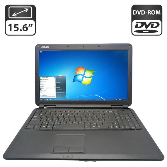 Ноутбук Asus K50C / 15.6" (1366x768) TN / Intel Celeron 220 (1 ядро по 1.2 GHz) / 4 GB DDR2 / 120 GB HDD / Intel Graphics / WebCam / DVD-ROM / АБК не тримає б/в