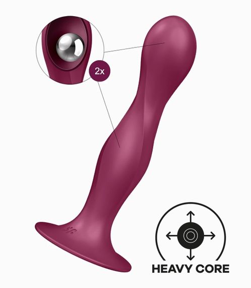 Фаллоимитатор вагинально-анальный с утяжеленными шариками Satisfyer Double Ball-R, бордовый Sex Aura | Зображення 1