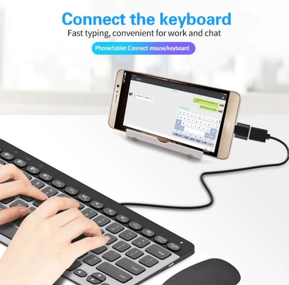 Универсальный адаптер Micro USB — USB для планшетов, ПК, телефонов. Чёрный | Зображення 6