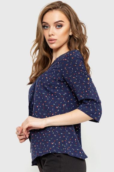 Блуза с принтом   цвет синий 230R150-4 | Зображення 2