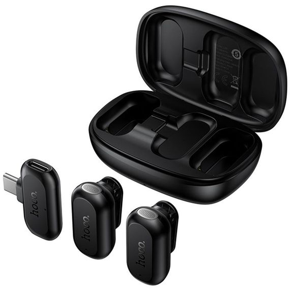 Петличний бездротовий мікрофон Hoco L26 Dual-mic Smart AI (Type-C) Black | Зображення 2