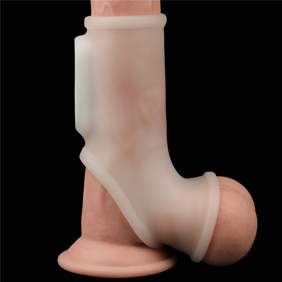 Насадка на член - Vibrating Silk Knights Ring With Scrotum Sleeve White Sex Aura | Зображення 5