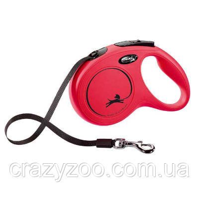 Поводок-рулетка для собак Flexi New Classic M до 25 кг красная лента 5 м 32206