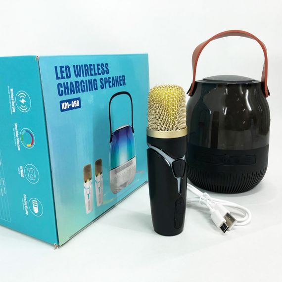 Портативна колонка XM-A68 з RGB підсвічуванням та мікрофоном, Bluetooth мікрофон для караоке | Зображення 9