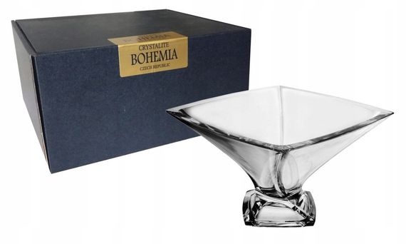 Фруктовниця цукерниця на ножиці скляна Bohemia Quadro 22 см чаша для фруктів 6K521/99A44/220 | Зображення 1