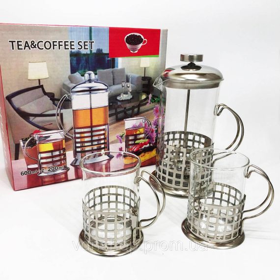 Скляний заварник UNIQUE UN-1155 0.6 л, Красиві заварники для чаю, Френч-прес для ароматного чаю RY-24 | Зображення 5