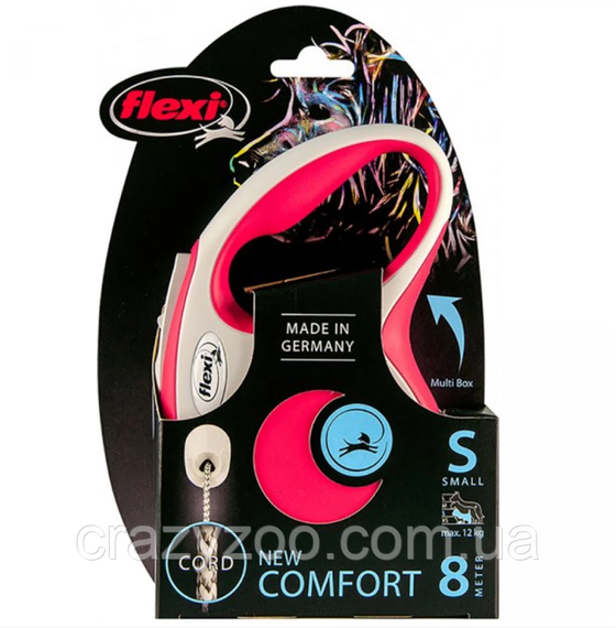 Поводок-рулетка Flexi New Comfort S до 12 кг красный трос 8 м 043028 | Зображення 1
