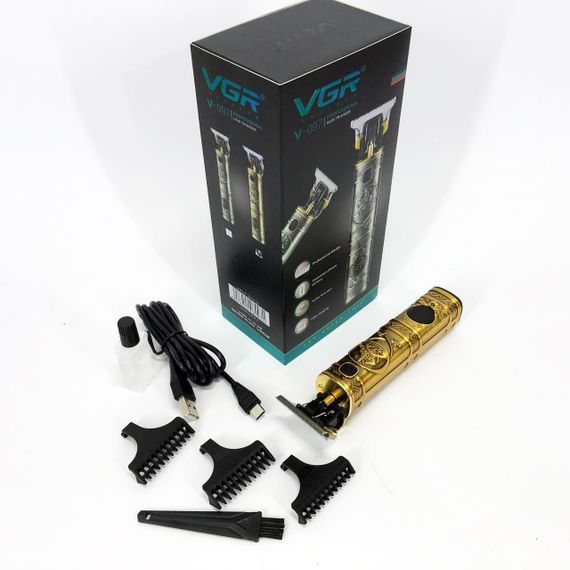Машинка для стрижки волосся і бороди VGR V-097, Машинка для підстригання Окантувальна машинка. Колір: золотий | Зображення 5