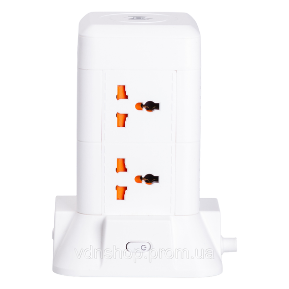 Сетевой фильтр удлинитель 4.8 м с лампой на 6 универсальных розеток с 2 USB, 1 Type-C, беспроводная зарядка HP-5-3MF | Зображення 3