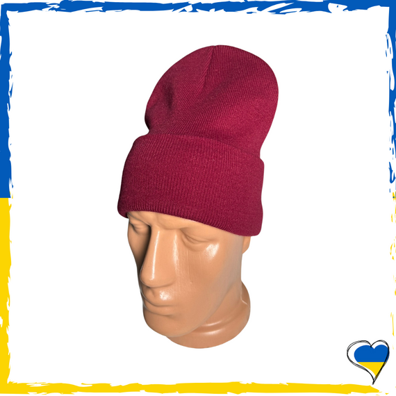 Шапка бордова. Унісекс. Шапка звичайна однотонна. Різні кольори. Чоловіча, жіноча, дитяча